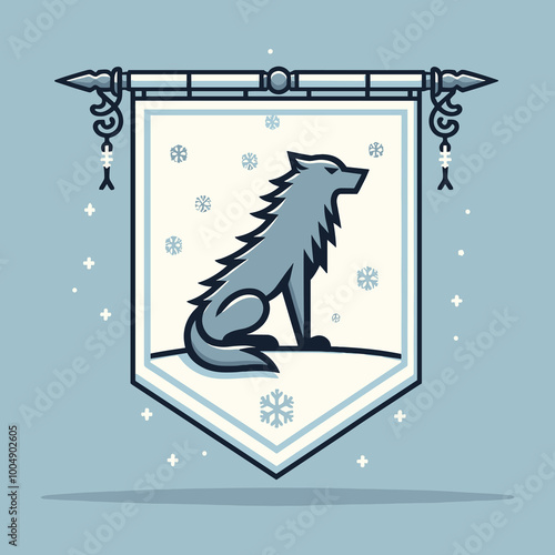 Φωτογραφία House Stark Banner Flat Vector Illustration Design
