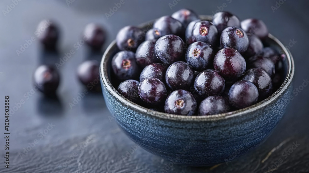 A bowl of acai berries, perfect for smoothies or healthy bowls, showcasing their deep purple color. A bowl of acai berries, perfect for smoothies or healthy bowls, showcasing their deep purple color.