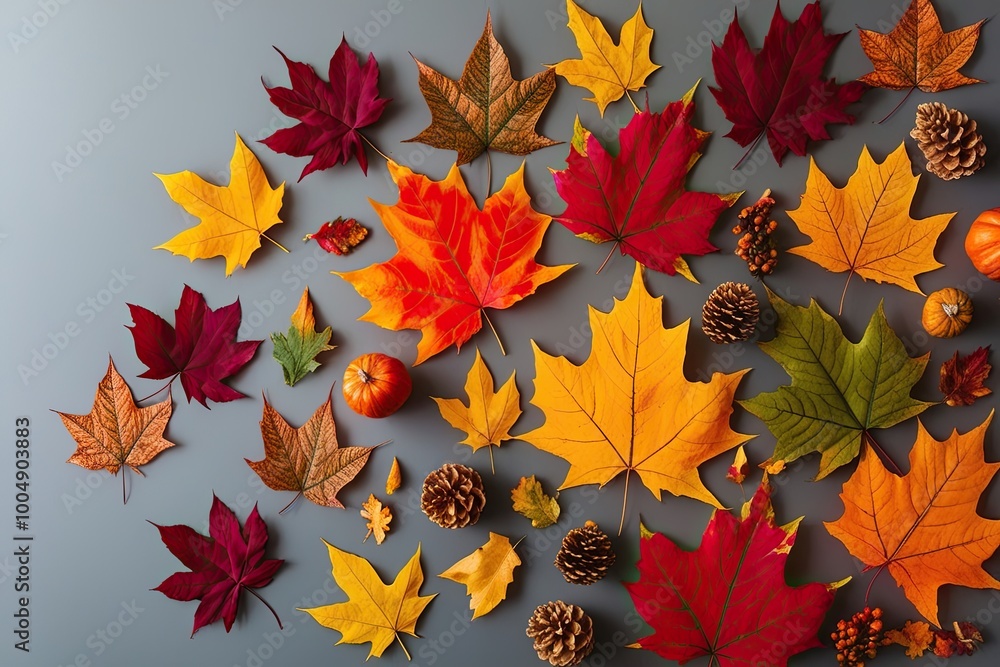 Vibrant Autumn Leaf Arrangement on Sheer Ground Vibrant Autumn Leaf Arrangement on Sheer Ground
