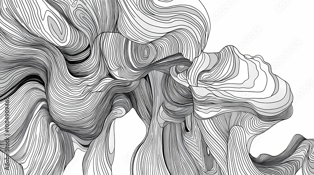 Fototapeta premium An abstract monochrome drawing with random lines. Line Art. Illustration