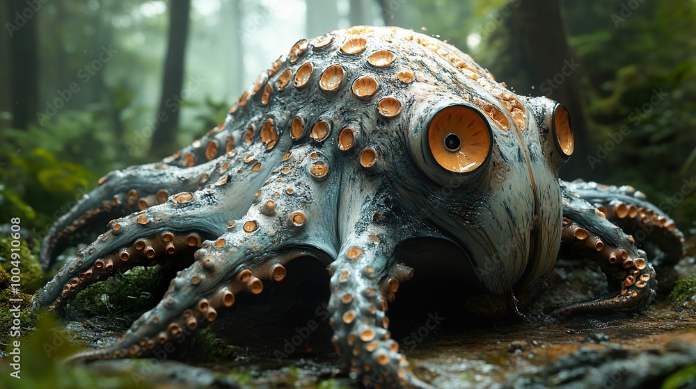Octopus in the Forest: A Surreal Digital Art Octopus in the Forest: A Surreal Digital Art