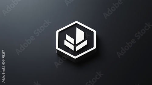 A white 3D logo of a wheat stalk inside a white hexagon with a black outline, set against a black background.