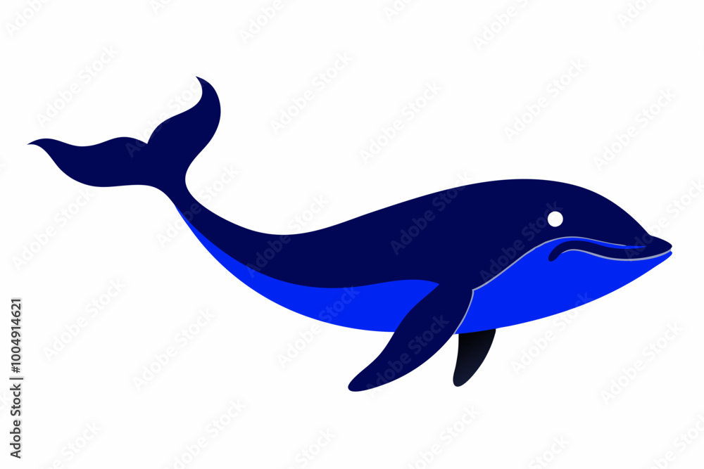 Obraz premium Blue Whale black silhouette vector image white background 