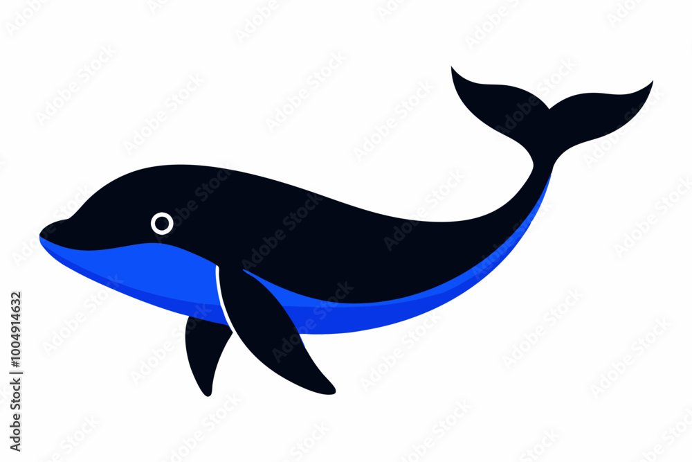 Blue Whale black silhouette vector image white background Blue Whale black silhouette vector image white background