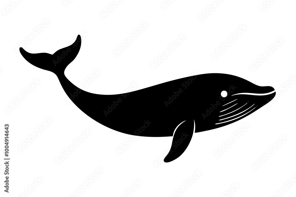 Obraz premium Blue Whale black silhouette vector image white background 