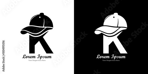 K-shaped logo design wearing a hat