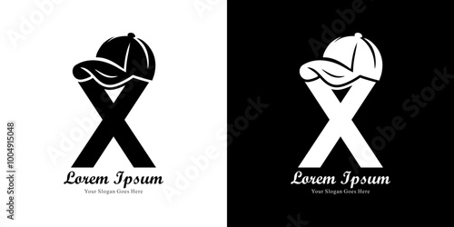 X-shaped logo design wearing a hat