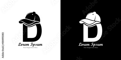 D-shaped logo design wearing a hat