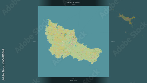 Foto Belle-Ile, France, highlighted and labelled. Topo Humanitarian