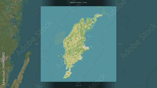 Quadro su tela Gotland Island, Sweden, highlighted and labelled