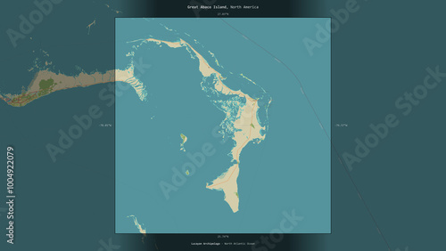 Wallpaper Mural Great Abaco Island, Bahamas, highlighted and labelled. Topo Humanitarian Torontodigital.ca