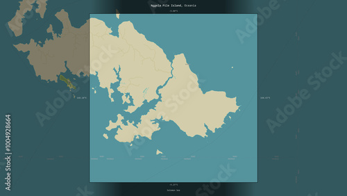 Nggela Pile Island, Solomon Islands, highlighted and labelled. Topo Humanitarian photo