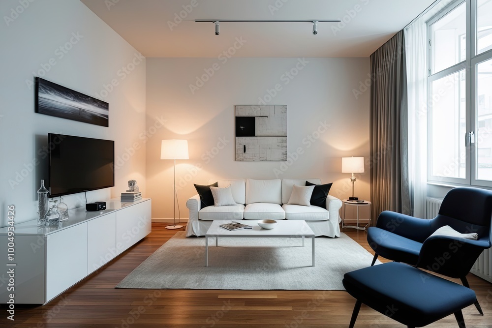 Chic Empty Studio Displaying Minimalist White Living Room Design Chic Empty Studio Displaying Minimalist White Living Room Design