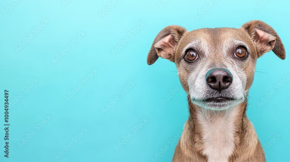 Cute Dog Portrait with Blue Background Pet Photography Cute Dog Portrait with Blue Background Pet Photography