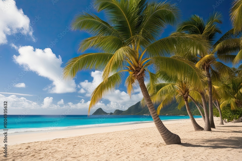 Vibrant Tropical Palm Trees Border for Stunning Beach Scenery Vibrant Tropical Palm Trees Border for Stunning Beach Scenery