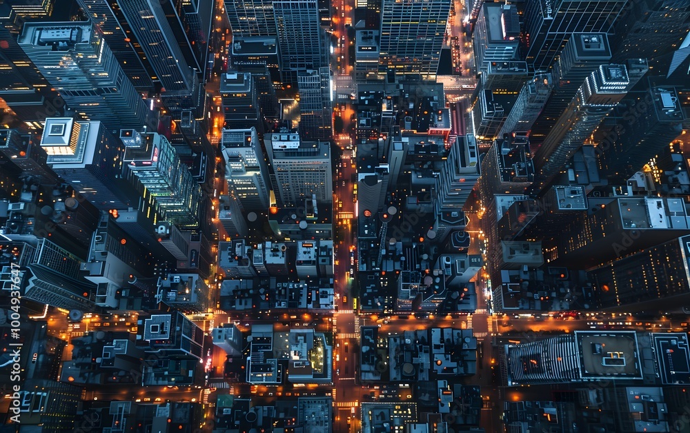 Aerial View of a City at Night Aerial View of a City at Night
