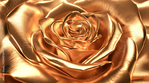 Fototapeta Naklejka Na Ścianę i Meble -  Golden rose foil texture with shiny metallic finish and intricate noise patterns. Metallic Finish. Illustration