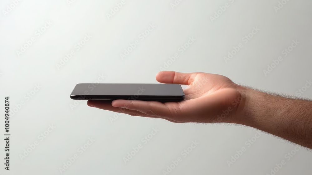 Cutting-Edge Technology - Black Tablet Held in Hand against White Background Cutting-Edge Technology - Black Tablet Held in Hand against White Background