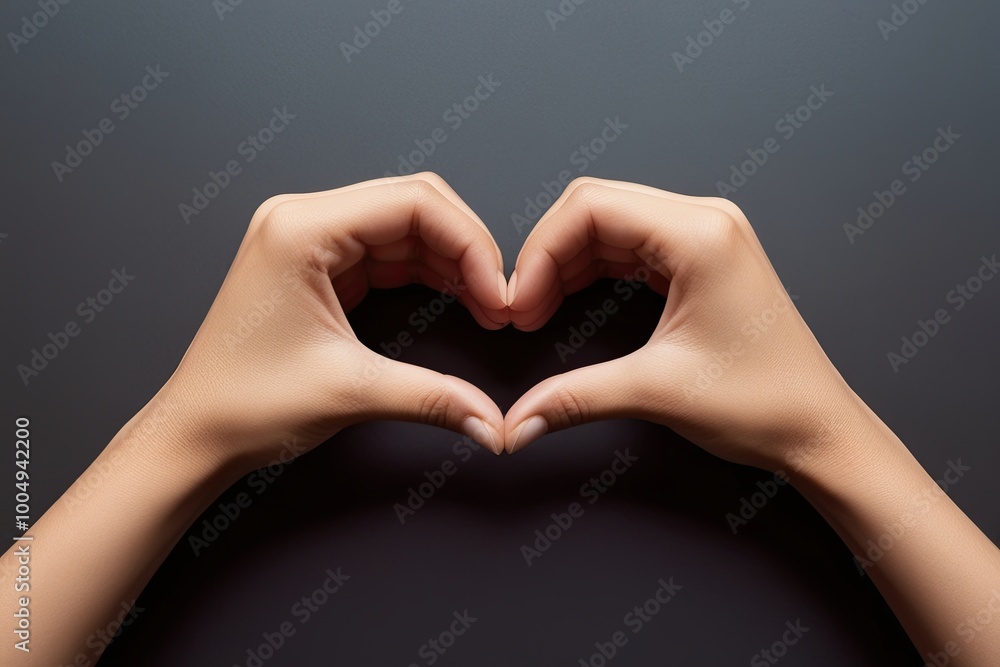 Obraz premium Hands Creating a Heart Symbol Representing Love Connection and Emotional Bonds