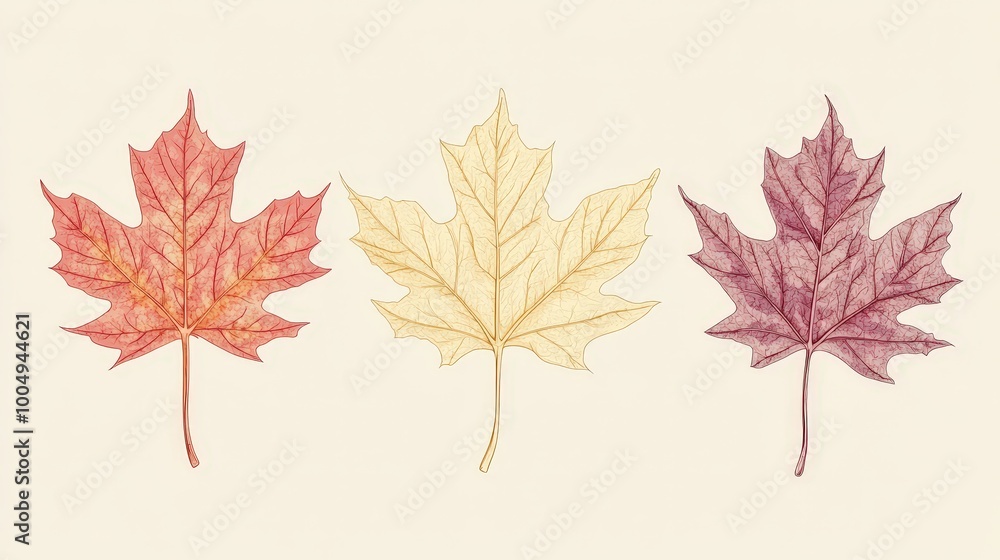 Fototapeta premium Vibrant Autumn Maple Leaf Vector Illustration on Pastel Background