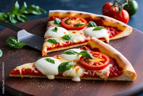 Authentic Neapolitan Margherita Pizza Slice Loaded with Creamy Mozzarella and Juicy Tomatoes