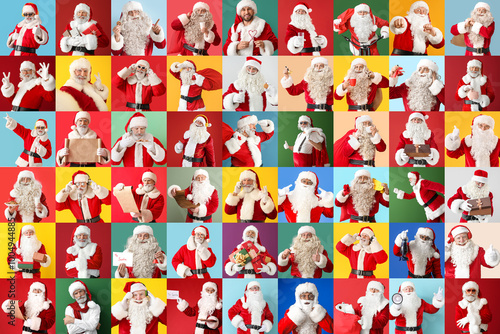 Big collage with many Santa...