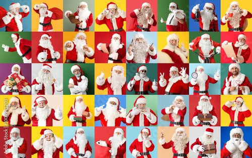 Big collage with many Santa...