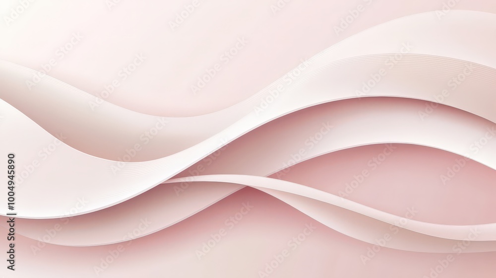 Obraz premium Fluid White Wave Background on Pastel Pink - Contemporary Vector Illustration for Wallpaper and Banners