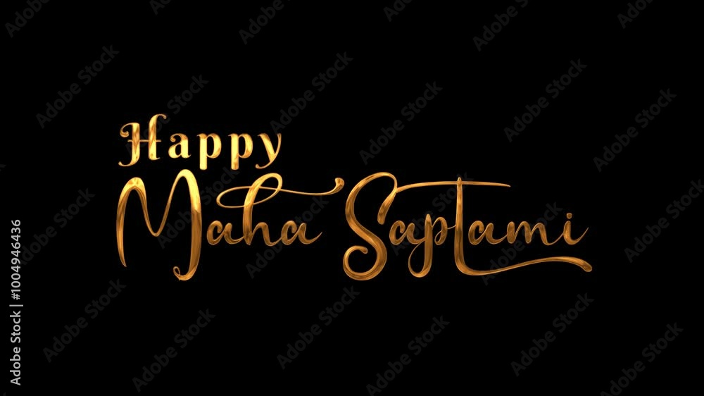 Happy Maha Saptami Text Animation on Gold Color. Great for Happy Maha Saptami Celebrations, for banner, social media feed wallpaper stories. Happy Maha Saptami Text Animation on Gold Color. Great for Happy Maha Saptami Celebrations, for banner, social media feed wallpaper stories.
