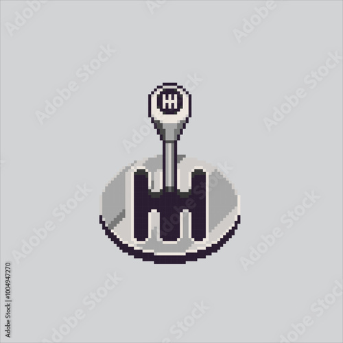 Pixel art illustration Gear Knob. Pixelated Car Shift Knob. Car Gear Shift Knob pixelated for the pixel art game and icon for website and video game. old school retro.