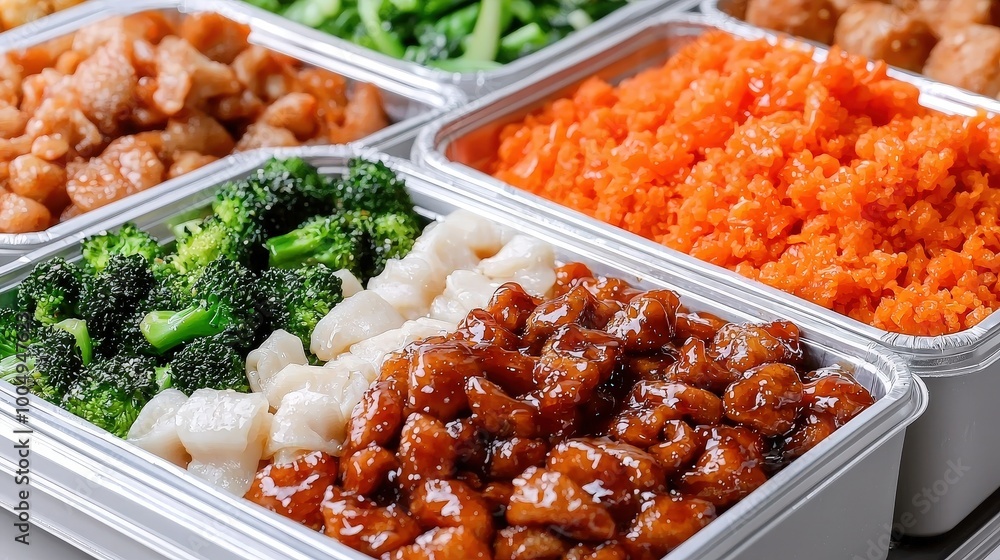 Chinese Food Buffet Tray Chicken Broccoli Fried Rice Sweet Sour Pork Chinese Food Buffet Tray Chicken Broccoli Fried Rice Sweet Sour Pork
