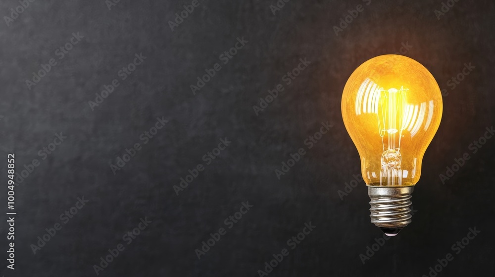 Glowing Light Bulb on Dark Background Inspiration and Idea Concept Glowing Light Bulb on Dark Background Inspiration and Idea Concept