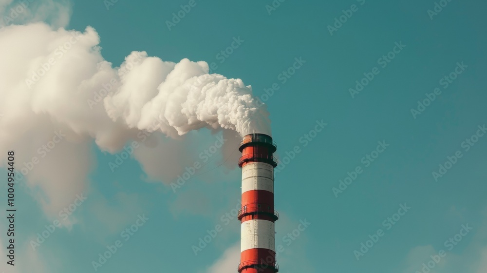 industry pipe with white smoke pollution industry pipe with white smoke pollution