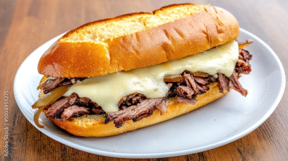 Delectable Roast Beef and Cheese Sandwich on Crusty Baguette Delectable Roast Beef and Cheese Sandwich on Crusty Baguette