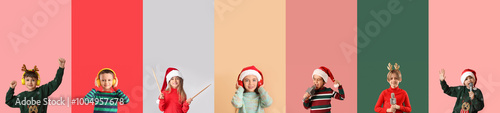 Set of little children sing...