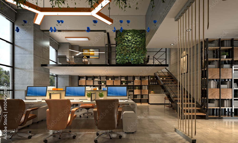 3d render of modern working office 3d render of modern working office