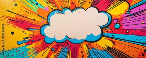 comic style explosion with cloud shape, vibrant