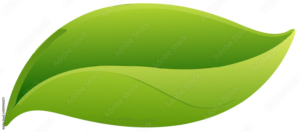 A green leaf on a white background, simple, natural, fresh and clean. stock illustration