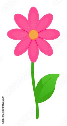 Beautiful flower with green leaves stock illustration