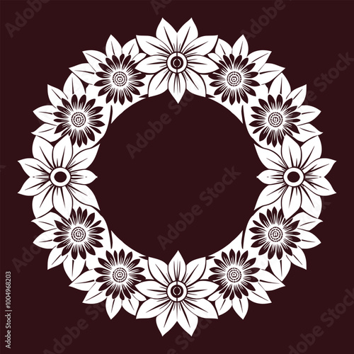 Floral wreath vector art illustration with flowers