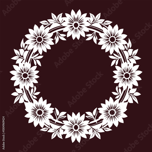Floral wreath vector art illustration with flowers