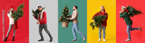 Set of people with Christma...