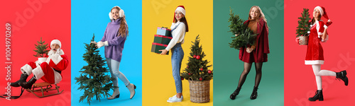 Set of people with Christma...