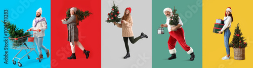 Set of people with Christma...