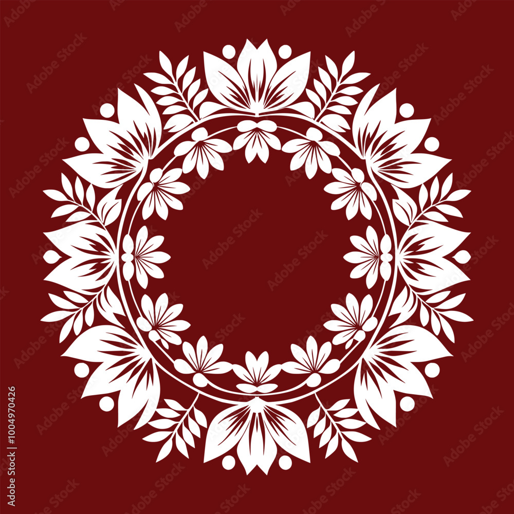 Floral wreath vector art illustration with flowers Floral wreath vector art illustration with flowers