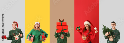 Set of people in Christmas ...