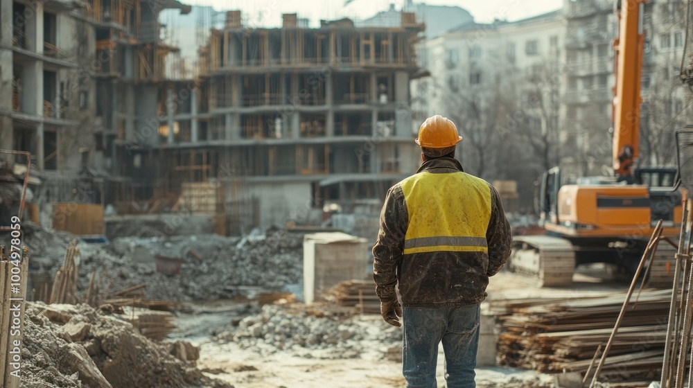 A construction worker at construction site A construction worker at construction site
