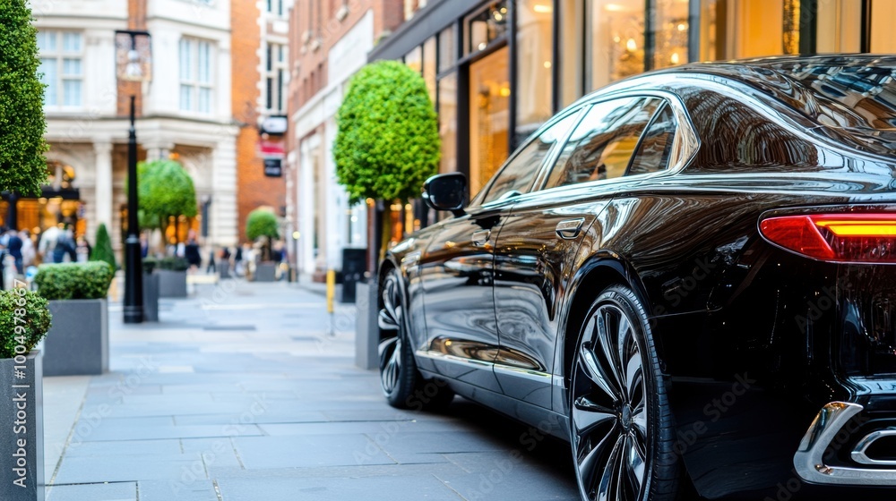 Luxury Car Parked in Upscale Urban Street Luxury Car Parked in Upscale Urban Street