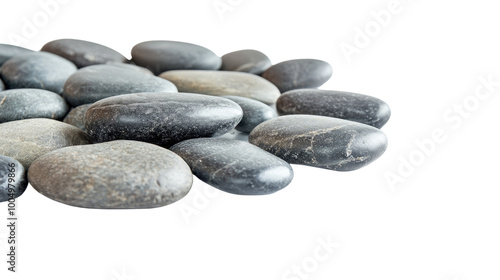 smooth river stones on transparent background