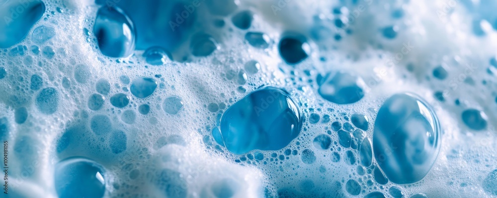 Close-up of blue soap bubbles with Close-up of blue soap bubbles with